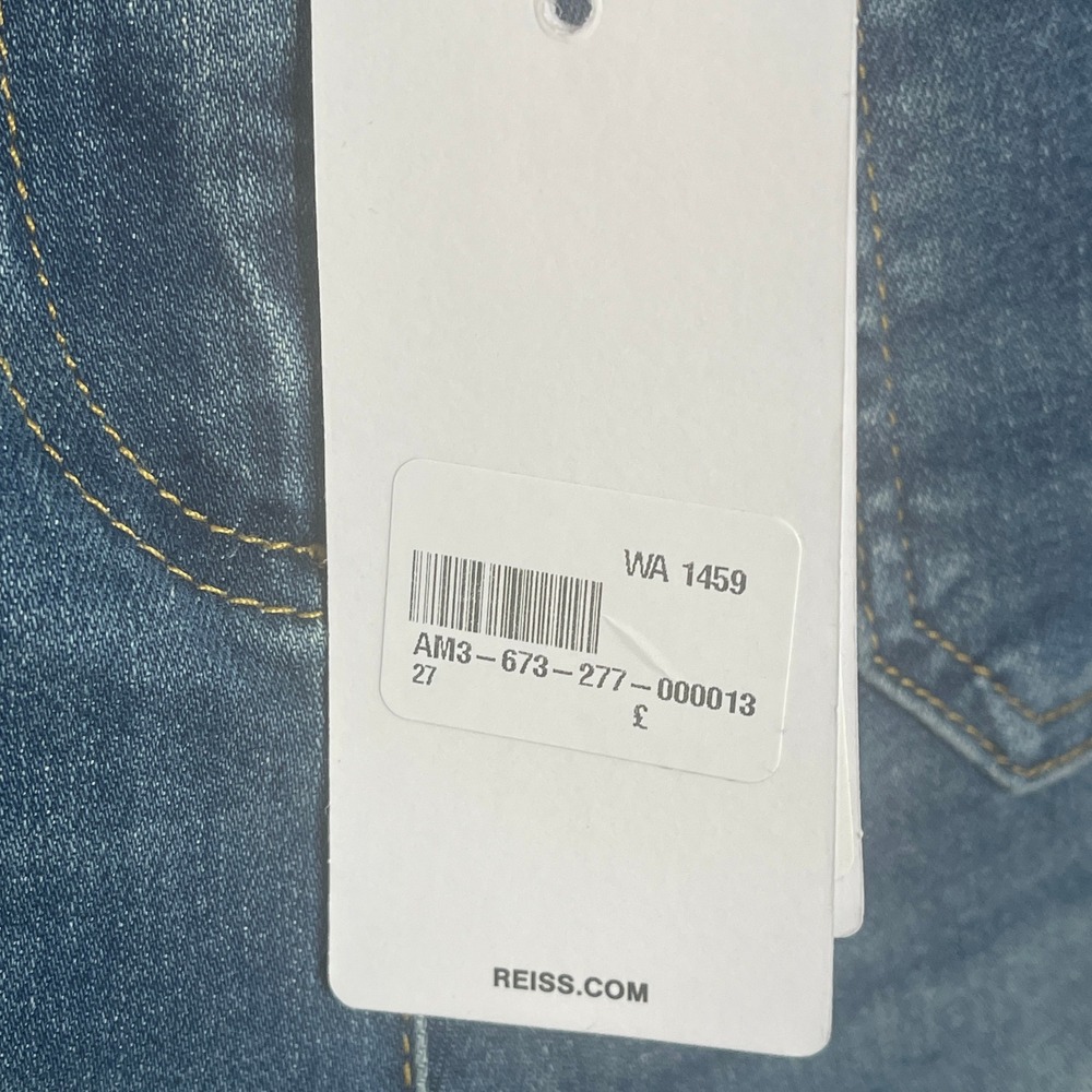 Reiss Sakura Flare Patch Pocket Jeans Mid Blue Petite High Rise Size 27P NEW - Picture 7 of 10